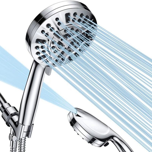 Square Shower Head with Hose Chrome 10 Mode Adjustable High Pressure Hand Shower, 1.5M Hose