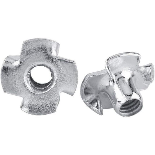 50 Pieces T Nuts 4 Prong Zinc Plated Steel for Woodworking Furniture, M5