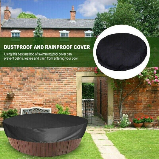Round Swimming Pool Solar Cover Waterproof Spa Protective Cover 190T for Outdoor Spas, Black, 200 x 30cm