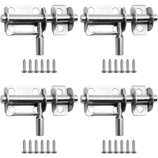 4 Pieces Mini Stainless Steel Sliding Door Latches Safety Door Latches with Screws for Bathroom Door Wooden Door Pet Door Bedroom, 65mm