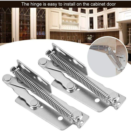 2 Pieces 90 Degree Closet Door Spring Hinge, Carbon Steel Lift up Spring Hinge for Supporting Furniture Doors