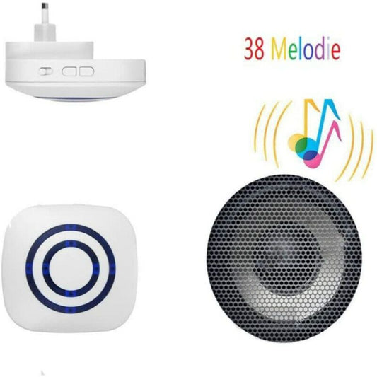 Wireless Doorbell Electric Door Chime Kit with 1 Receiver and 1 PIR Motion Detector Visitor Alert Sensor Security Alarm with 38 Melodies at 3 Volume