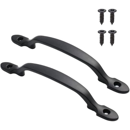 2 Pack 6.25 Cast Iron Barn Door Handle, Rustic Style, for Doors, Gates, Fences, Garage, Closet, Outdoor and Indoor Black