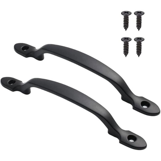 2 Pack 6.25 Cast Iron Barn Door Handle, Rustic Style, for Doors, Gates, Fences, Garage, Closet, Outdoor and Indoor Black