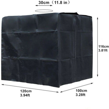 Water Tank Cover, IBC Tank Cover for 1000L Tank, Water Tank Container Protective Cover, Anti Dust Anti UV Anti Rain, Black, 120 x 100 x 116cm