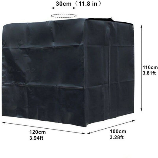 Water Tank Cover, IBC Tank Cover for 1000L Tank, Water Tank Container Protective Cover, Anti Dust Anti UV Anti Rain, Black, 120 x 100 x 116cm