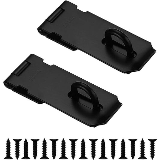 2 Pieces Door Latch Hasp Clasp Latch with Screws, Matte Black Finish Stainless Steel Heavy Duty Latch