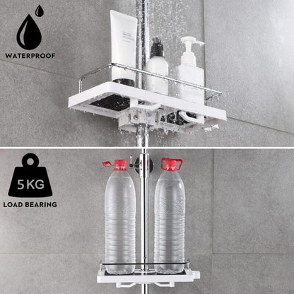 Shower Shelf for No Drilling Shower Rail, Bathroom Shelf, Shower Organizer with Shower Head Buckle and Hook for Shower Rail, 24mm, 25mm