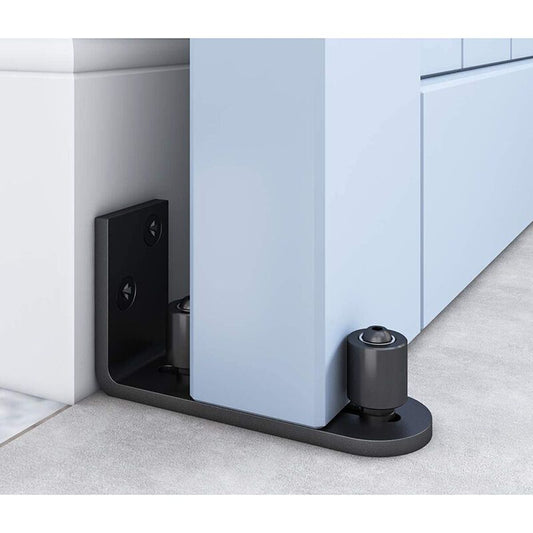Sliding Barn Door Floor Guide Wall Mount Adjustable Ball Bearing Guide, Black, 120 x 50 x 60mm