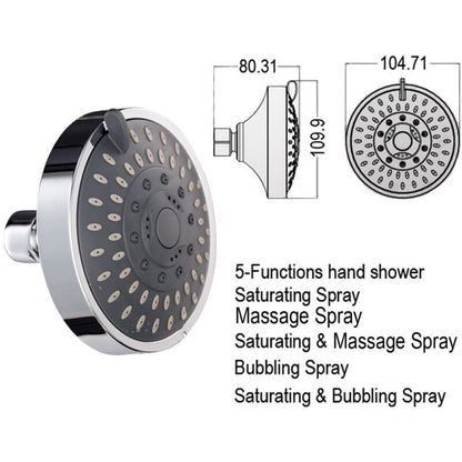 Adjustable Chrome Shower Head, Steel Round Rain Shower Head Mirror Face Shower Head