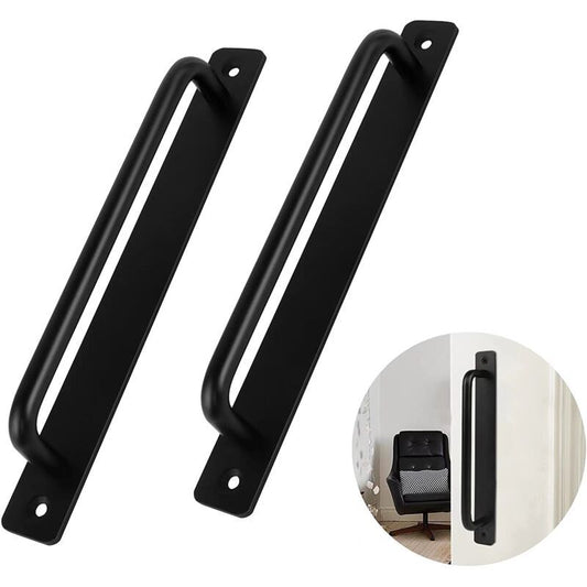 2 Pieces Black Aluminum Alloy Sliding Door Handles with 4 Screws for Barn Door Wardrobe Closet, 211mm
