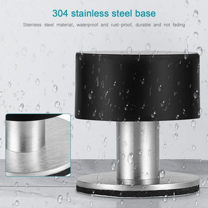 Adhesive Door Stops Stainless Steel Door Stoppers Door Stoppers with Shockproof Rubber Compatible with Wall or Floor Mounting with Double Sided