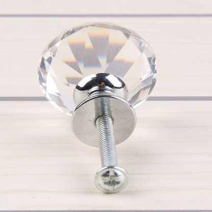 10 Pieces Glass Cupboard Knobs Crystal Diamond Shape Pull Handle for Drawers Dresser Wardrobe Kitchen Cupboards, 30mm