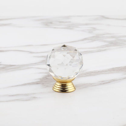 10 Pack Handle Door Knob Diameter Crystal Gold, Cabinet Knobs Mant Round Glass Knobs Decoration for Furniture Drawer, 30mm