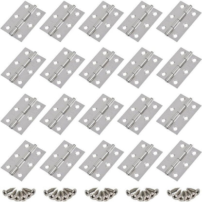 20 Pieces Hinges Stainless Steel Hinges, Door Hinge, Flat Folding Hinge Holes, Cabinet Drawer Hinge, Window Hinge Connectors, Box Cabinet Hinge Silver