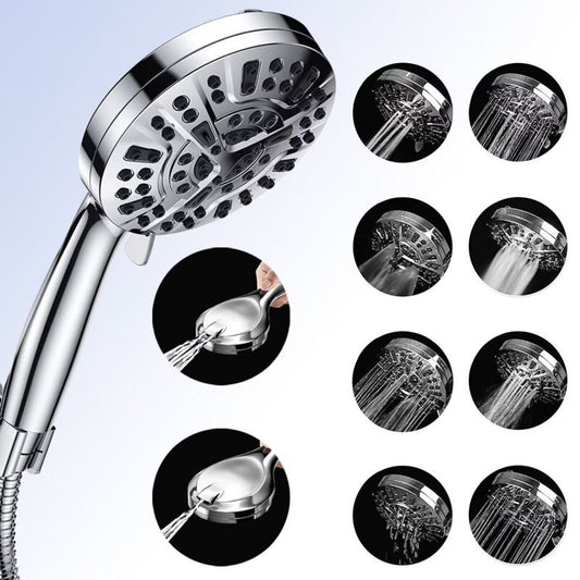 High Pressure Handheld Shower Head with 8 Spray Settings and 2 Spray Modes with Stainless Steel Hose, 1.5m