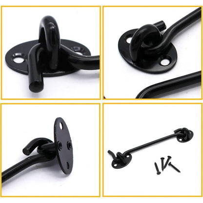 2 Pieces Cabin Hook Eye Door Latch Stainless Steel with 3 Inch Screws for Shed Door Garage Doors Black