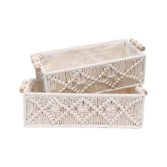 2 Pack Cotton Rope Braided Storage Basket, 30 x 14 x 10cm