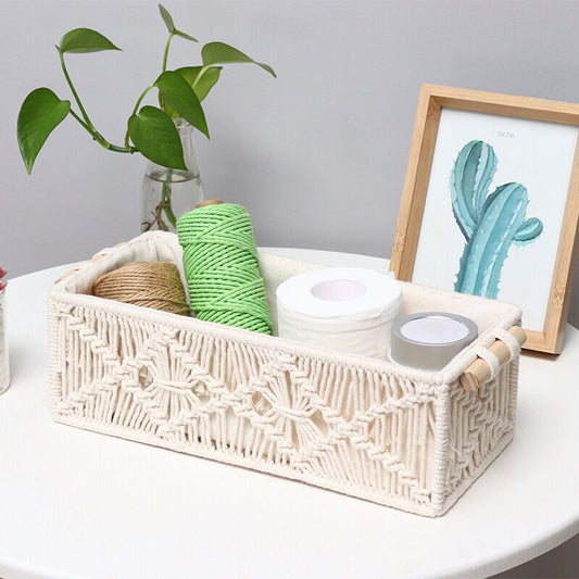 2 Pack Cotton Rope Braided Storage Basket, 30 x 14 x 10cm