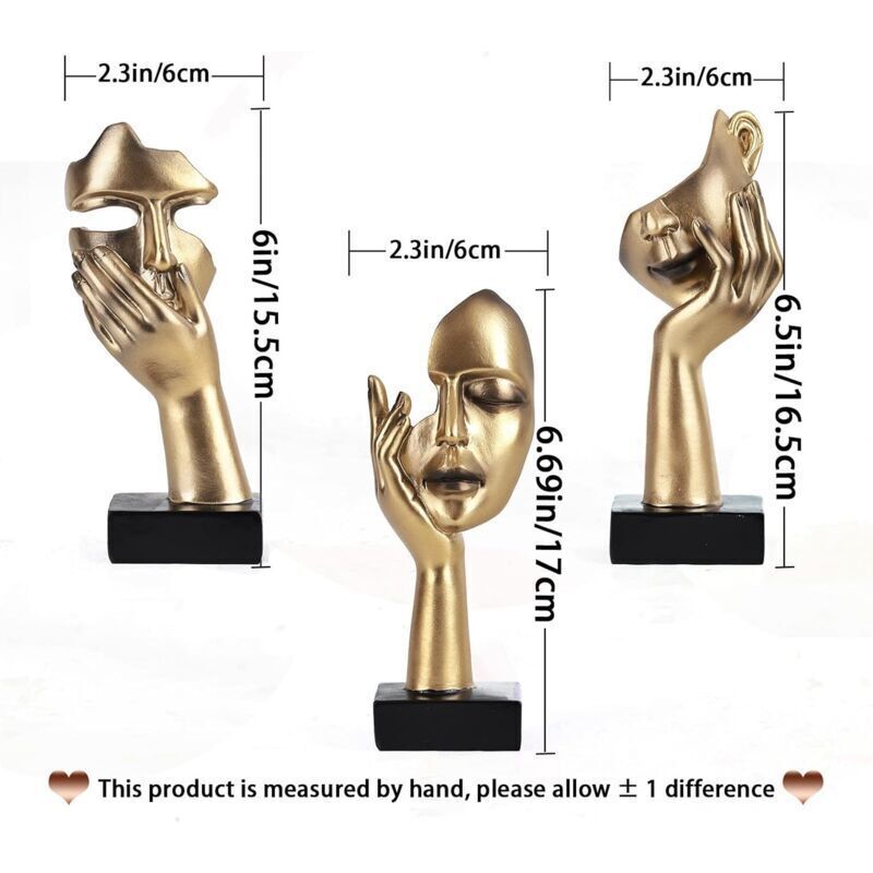 3 Pcs Thinker Statues, Gold and Black Abstract Art Sculpture, Office Decoration, Christmas Gift, New Year Gift, 3 Gold Pieces