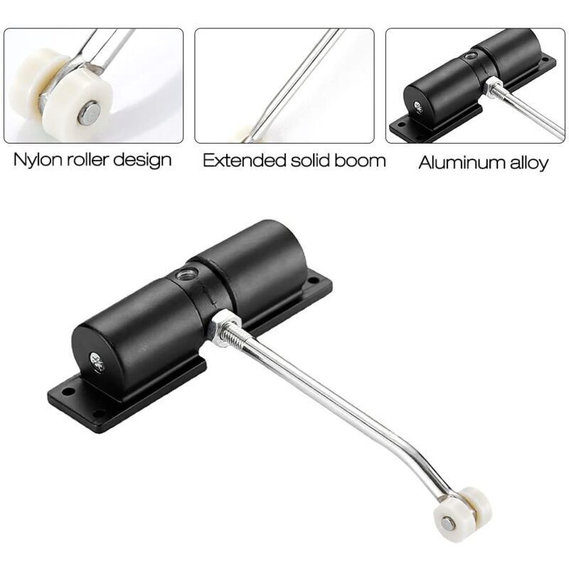 Automatic Door Closer, Spring-Loaded Door Closer, Adjustable Zinc Alloy Automatic Closing for Living Room or Shop, Controls up to 40KG