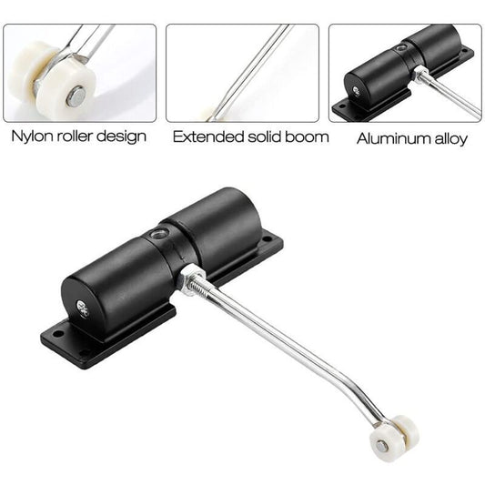 Automatic Door Closer, Spring-Loaded Door Closer, Adjustable Zinc Alloy Automatic Closing for Living Room or Shop, Controls up to 40KG