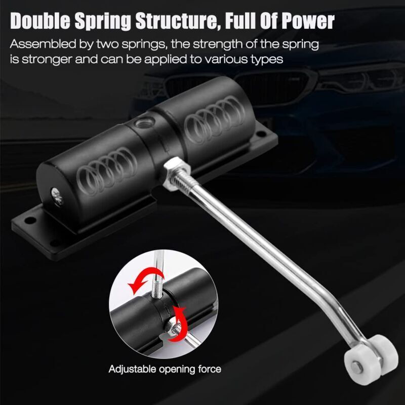 Automatic Door Closer, Spring-Loaded Door Closer, Adjustable Zinc Alloy Automatic Closing for Living Room or Shop, Controls up to 40KG