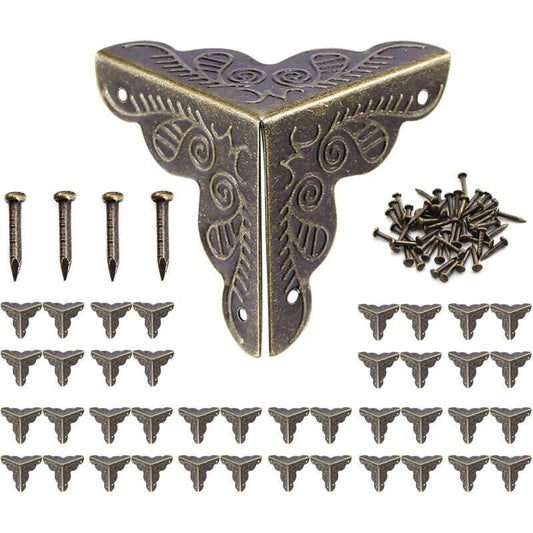 40 Pcs Furniture Hinge, Vintage Corner, Antique Metal Furniture Corner, Protective Corners for Crates and Furniture Vintage Style