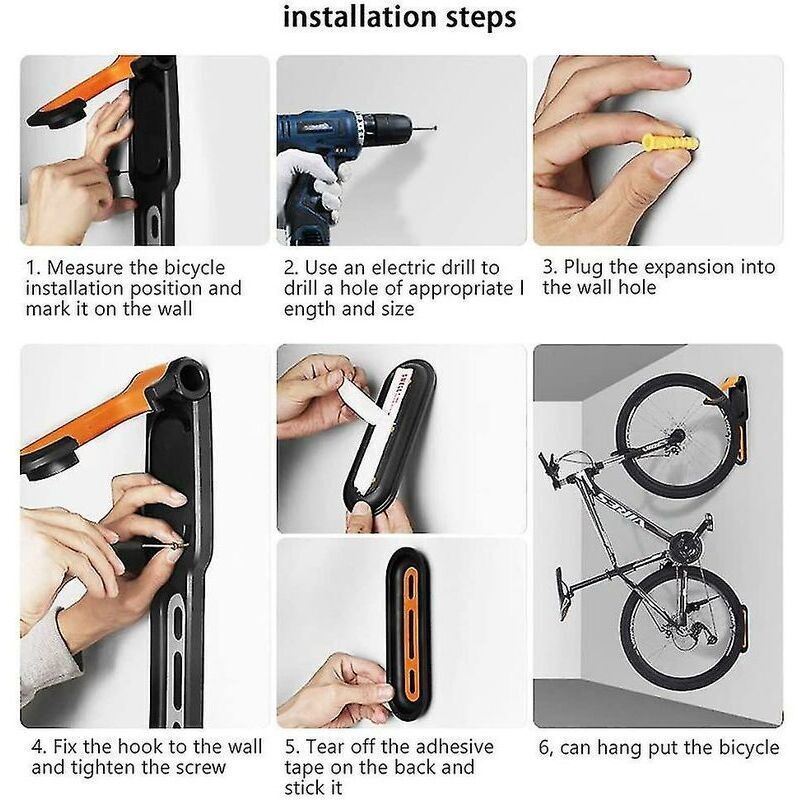 Rubber Coated Bike Rack Wall Mounted Bike Holder 2 Bike Wall Mounts Indoor and Outdoor Use