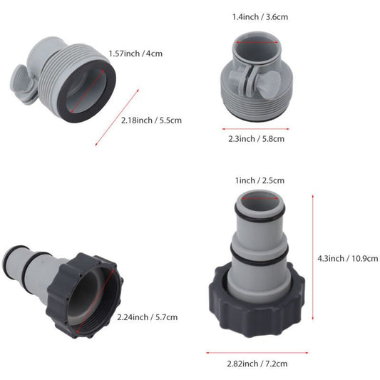 Swimming Pool Hose Adapter, Replacement Hose Adapter with Clamp for Threaded Connection Pumps