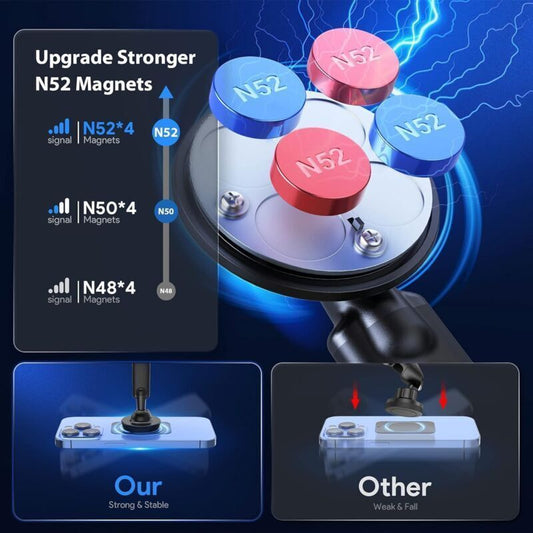 Car Phone Holder, Powerful Magnets, for Dashboard and Windshield Suction Cup Phone Holder Compatible with iPhone and Android Automobile Cradle