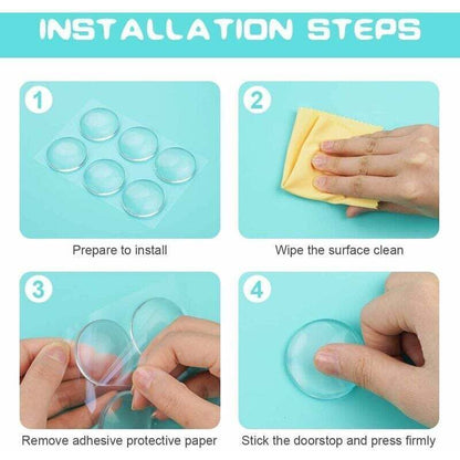 6 Pcs Wall Mounted Door Stopper, Self Adhesive Silicone Door Stopper, Strong Door Stop for Cabinet, Kitchen, Bathroom and Office Doors