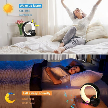 Smart LED Table Lamp, Ambiance Lamp with Bluetooth Speaker, Music Calendar Light Alarm Clock, APP Control Bedside Lamp, Night Light for Children Baby