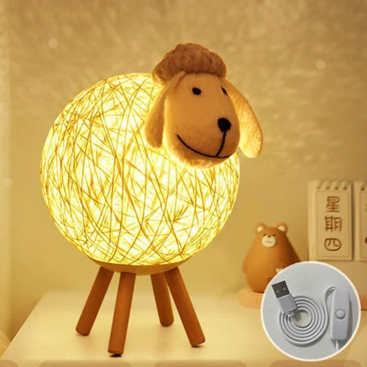 LED Night Light, Sheep Rattan Bedside Lamp, Children Night Light Projector, LED Night Lamp for Bedroom, Baby Room, Living Room, Gift, 110 cm