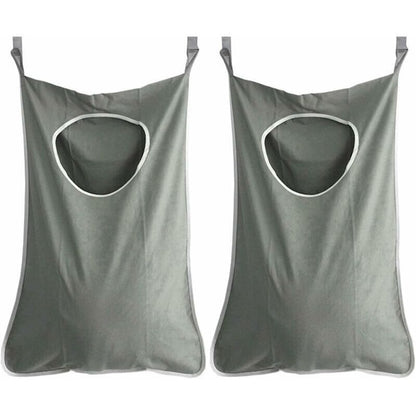 2 Pcs Hanging Laundry Basket Laundry Bag Holder Laundry Collector Bag Organizer for Bedroom Bathroom, Dark Grey