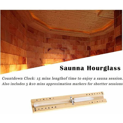 Sauna Hourglass, 15 Minutes Sauna Hourglass, Wooden Hourglass, Sauna Accessories with 2 Screws, for Saunas, Steam, Showers White Sand