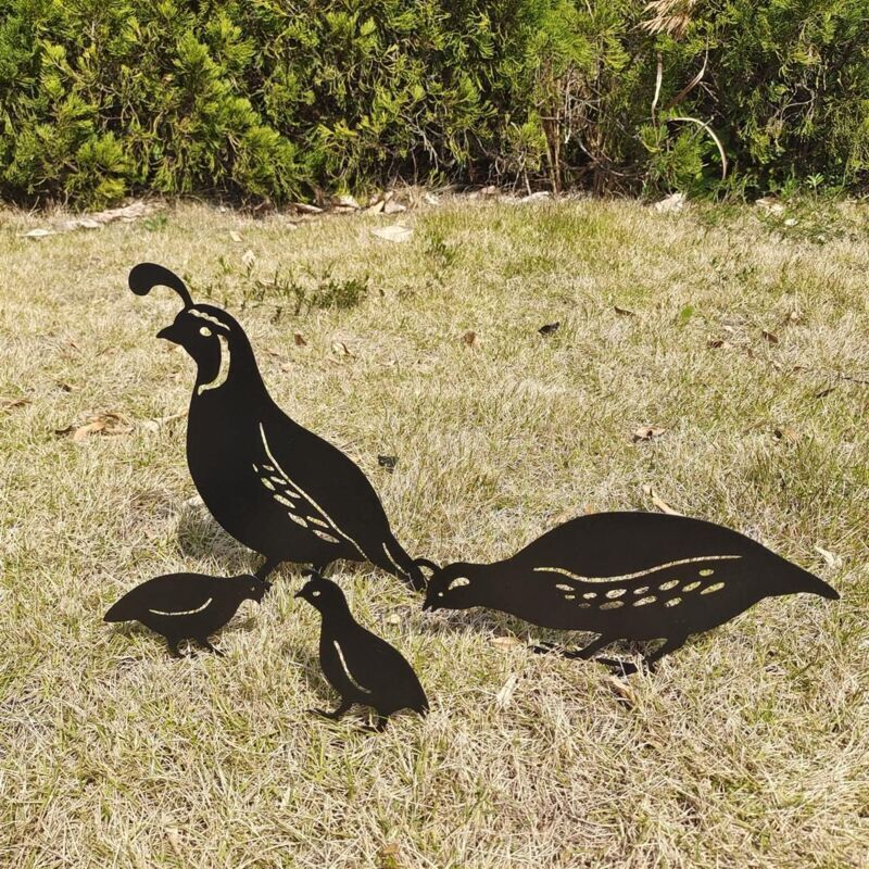 Outdoor Metal Garden Decor, Quail Farm Garden Art Metal Statues Decor Garden Decoration Lawn Path Sidewalk Garden, European Retro Style