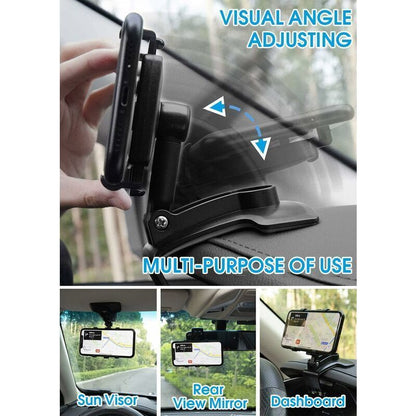 360 Degree Rotating Car Phone Holder, Dashboard Mount for GPS and Smartphones, Black, 4-7 Inch