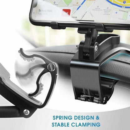 360 Degree Rotating Car Phone Holder, Dashboard Mount for GPS and Smartphones, Black, 4-7 Inch