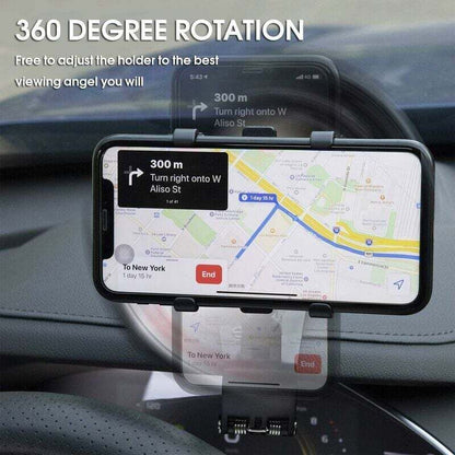 360 Degree Rotating Car Phone Holder, Dashboard Mount for GPS and Smartphones, Black, 4-7 Inch
