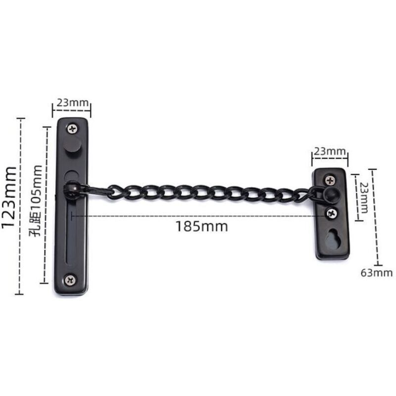 Door Chains, Anti-Theft Door Chain Lock, Reliable Stainless Steel Door Security Chain Door Latch Lock Ideal for Home Hotel, Black