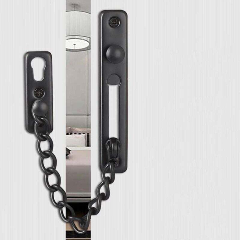 Door Chains, Anti-Theft Door Chain Lock, Reliable Stainless Steel Door Security Chain Door Latch Lock Ideal for Home Hotel, Black