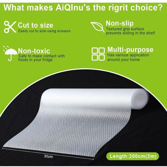 Non-Slip Drawer Liner, Non-Adhesive Eva Drawer Mat, Waterproof Transparent Fridge Mat Can Be Cut to Size for Kitchen Cupboard Shelf Drawer Protection