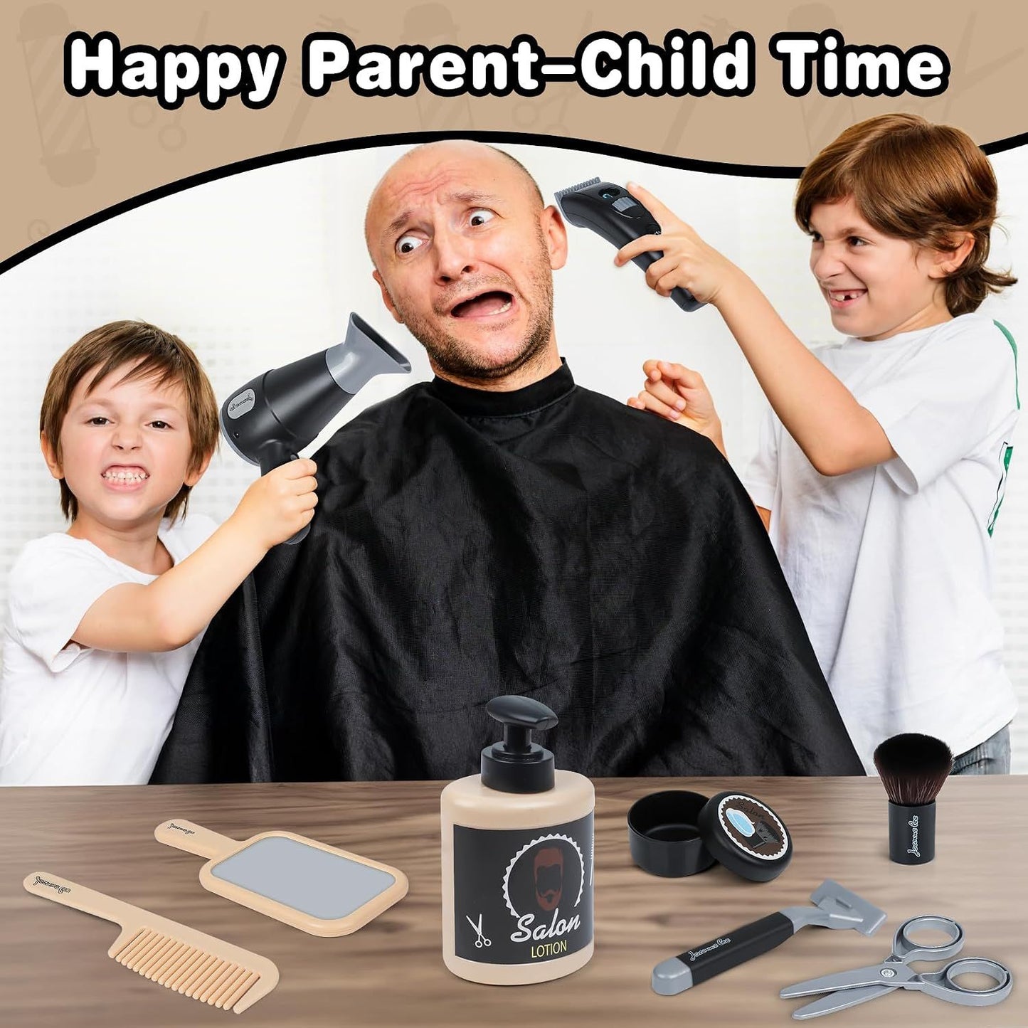 Children Hairdresser Toy Set with Tool Belt Ages 3 and Up