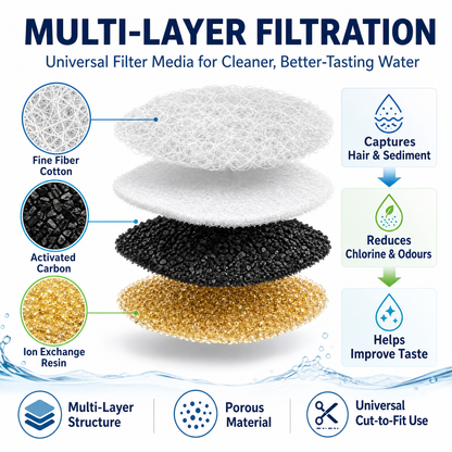 Cat Water Fountain Replacement Filters,for YSJ 1101 Water Fountain, 6 Pack Pet Fountain Filters with Activated Carbon and Sponge, Compatible with XC528 3L/101oz Automatic Cat Water Fountains