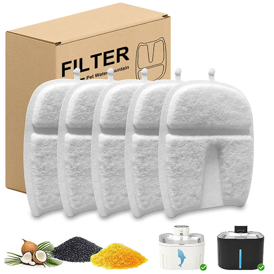 U7 Cat Water Fountain Filters 5 Pack, Triple Filtration Pet Water Fountain Replacement Filters, Food Grade Filters for U7 Wireless Cat Water Fountain, Remove Hair, Odour & Heavy Metals
