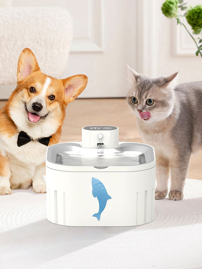 U7 Cat Water Fountain Waterer 3L/101oz, Wireless & USB Rechargeable Pet Water Fountain with 304 Stainless Steel Lid, Smart Infrared Motion Sensor Automatic Pet Water Dispenser, Ultra Quiet Pump, Detachable Easy Clean