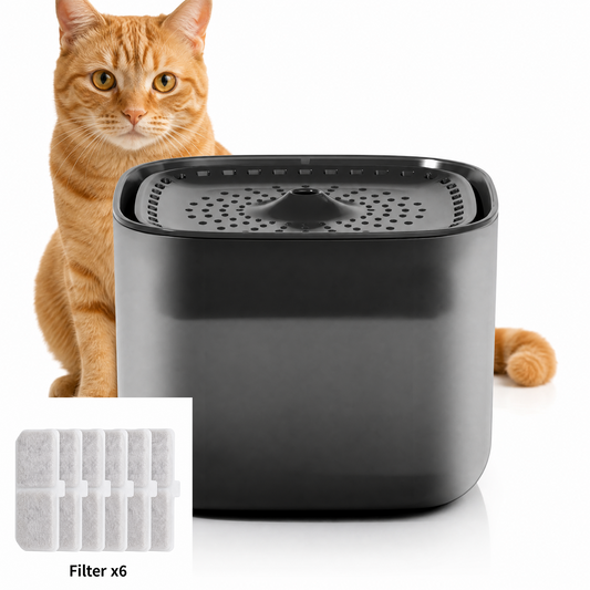 Black 3L/101oz Automatic Cat Water Fountain,6 Filter Included, Pet Water Dispenser with USB Wired Power,Detachable Design,Ultra-Quiet Pump (≤30dB),3-Stage Filtration,Anti-Dry Burning Warning Light,BPA-Free for Multiple Cats & Small Dogs
