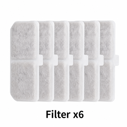 Cat Water Fountain Replacement Filters, 6 Pack Pet Fountain Filters with Activated Carbon and Sponge, Compatible with XC528 3L/101oz Automatic Cat Water Fountains