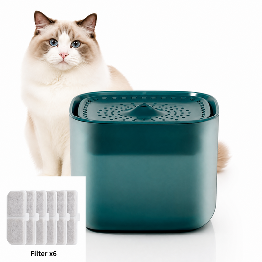 Green 3L/101oz Automatic Cat Water Fountain,6 Filter Included, Pet Water Dispenser with USB Wired Power, Detachable Design, Ultra-Quiet Pump (≤30dB), 3-Stage Filtration, Anti-Dry Burning Warning Light, BPA-Free for Multiple Cats & Small Dogs